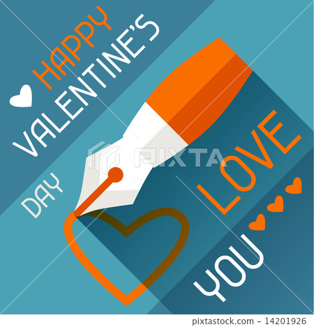 Happy Valentine's illustration in flat style. Happy Valentine's illustration in flat style. 14201926