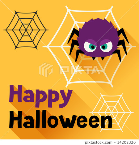 Happy halloween greeting card in flat design style. 14202320