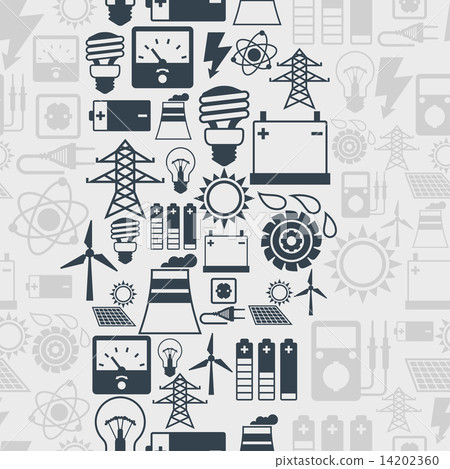 Seamless pattern with power icons in flat design style. 14202360