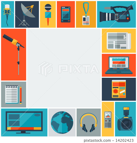 Background with journalism icons. 14202423