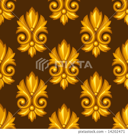 Seamless pattern with baroque ornamental floral... - Stock Illustration ...