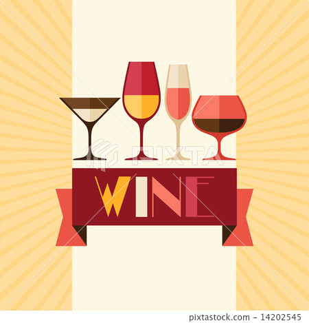 Restaurant or bar wine list with different glasses. Restaurant or bar wine list with different glasses. 14202545