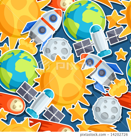 Seamless pattern of solar system, planets and celestial bodies. Seamless pattern of solar system, planets and celestial bodies. 14202726