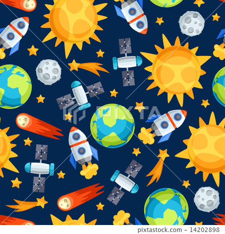 Seamless pattern of solar system, planets and celestial bodies. 14202898