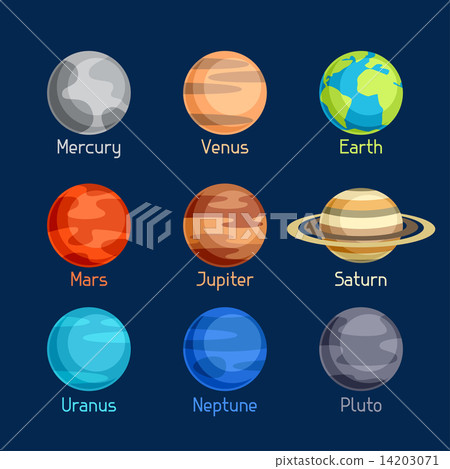 Cosmic icon set of planets solar system. 14203071