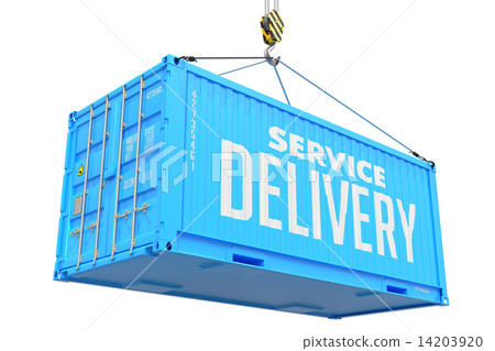 Service Delivery - Blue Hanging Cargo Container. Service Delivery - Blue Hanging Cargo Container. 14203920