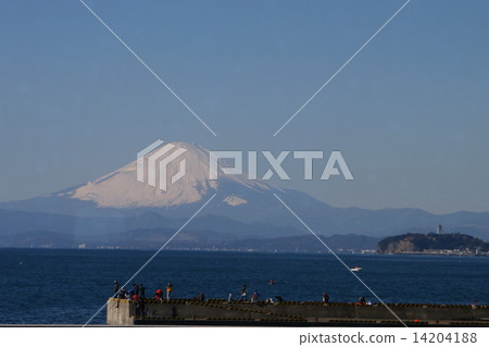 從江之島,佐賀灣,江之島看到的富士 從江之島,佐賀灣,江之島看到的富士 14204188