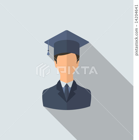 Flat icon of male graduate in graduation hat, minimal style with Flat icon of male graduate in graduation hat, minimal style with 14204641