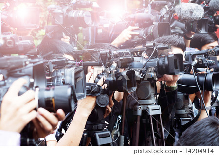 press and media camera ,video photographer on duty in public new 14204914