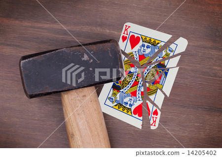 Hammer with a broken card, king of hearts 14205402