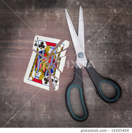 Concept of addiction, card with scissors Concept of addiction, card with scissors 14205404