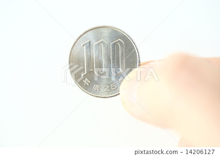 Have a 100 yen coin in hand 14206127