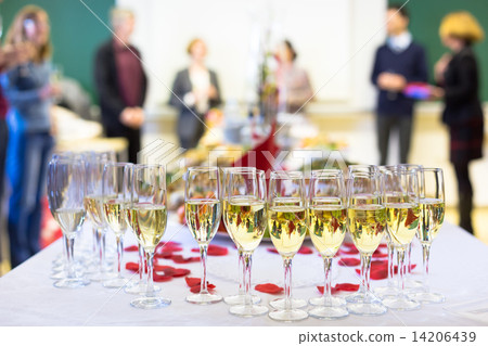 Banquet event. Waiter pouring champagne into glass. Banquet event. Waiter pouring champagne into glass. 14206439