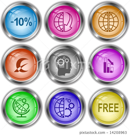 -10%, globe and array down, monetary sign, human brain, graph de 14208963