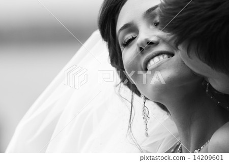 Happy couple on wedding day. Bride and Groom. 14209601