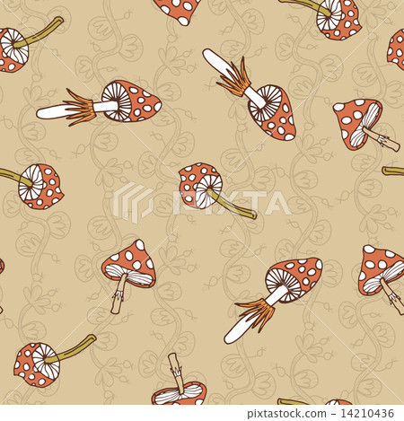 Seamless vector pattern of amanita 14210436