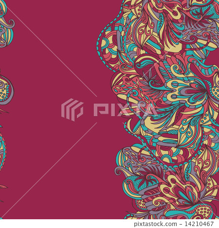 Abstract hand-drawn wave floral pattern 14210467