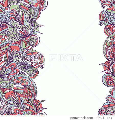 Abstract hand-drawn wave floral pattern Abstract hand-drawn wave floral pattern 14210475