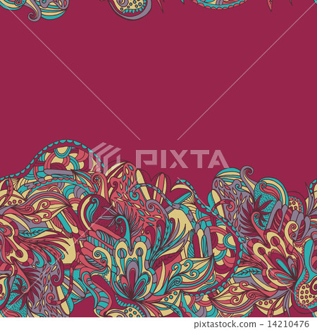 Abstract hand-drawn wave floral pattern Abstract hand-drawn wave floral pattern 14210476