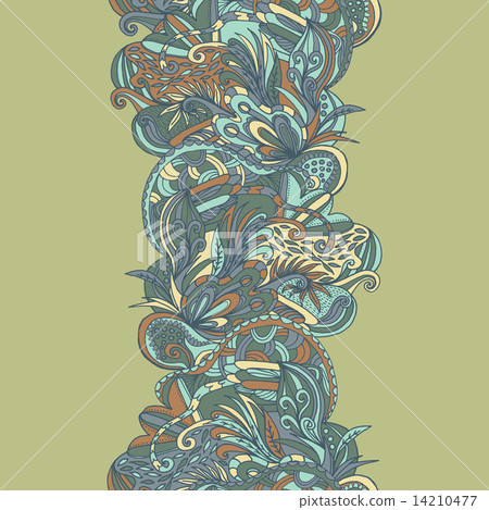 Abstract hand-drawn wave floral pattern 14210477