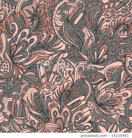 Abstract hand-drawn wave floral pattern 14210481