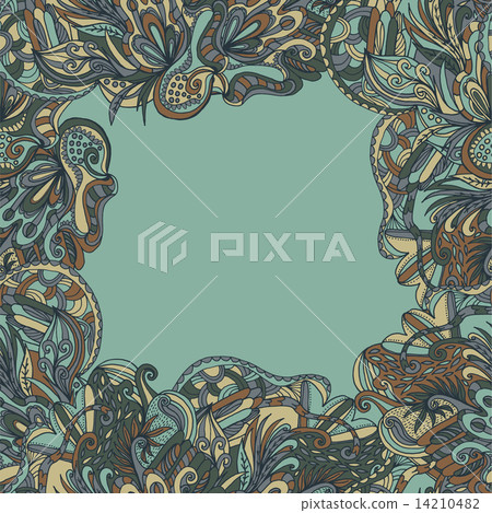 Abstract hand-drawn wave floral pattern 14210482