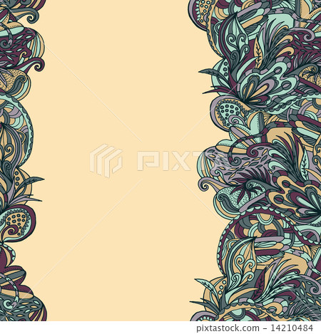 Abstract hand-drawn wave floral pattern Abstract hand-drawn wave floral pattern 14210484