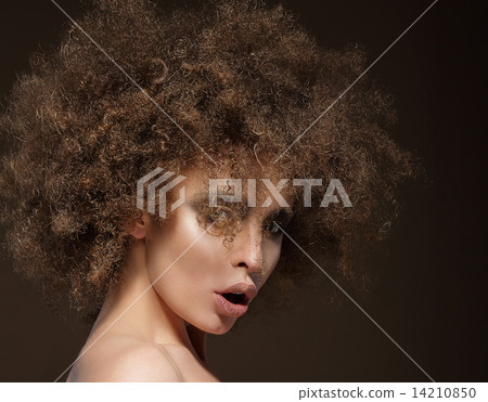 Trendy Charismatic Woman with Frizzy Hairdo Trendy Charismatic Woman with Frizzy Hairdo 14210850