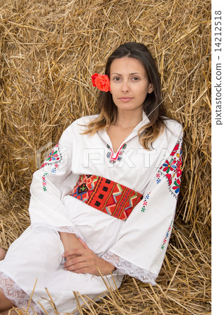 Young woman with national costume from Bulgaria Young woman with national costume from Bulgaria 14212518