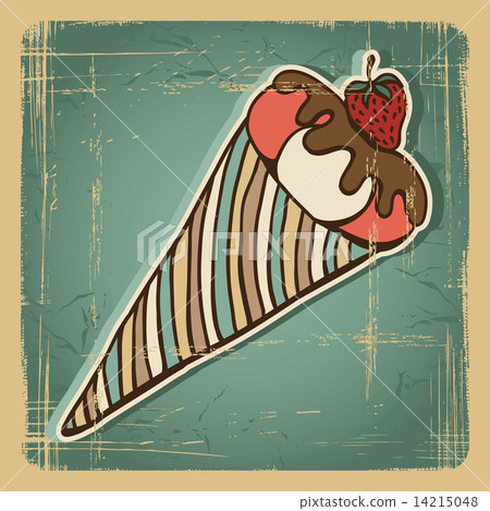 Vector illustration of Ice Cream in retro style. Vintage card. Vector illustration of Ice Cream in retro style. Vintage card. 14215048