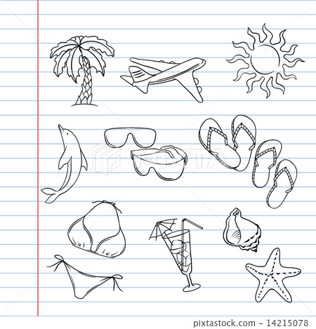 Travel set of hand draw tourism doodles. 14215078