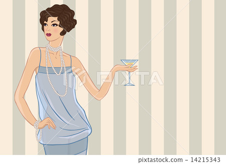 Retro party girl. Vector illustration for your design. Retro party girl. Vector illustration for your design. 14215343