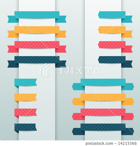 Patterned origami retro ribbons and tags. Patterned origami retro ribbons and tags. 14215568