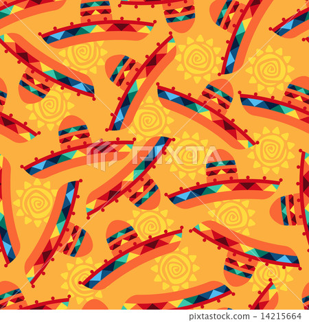Mexican seamless pattern with sombrero in native style Mexican seamless pattern with sombrero in native style 14215664