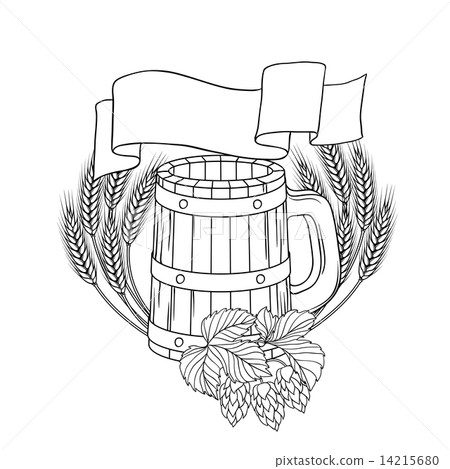 Vector illustration of a barrel, mug, wheat, hops. Vector illustration of a barrel, mug, wheat, hops. 14215680