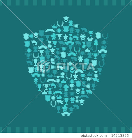 Trophies and awards icons in the form of shield. Trophies and awards icons in the form of shield. 14215835