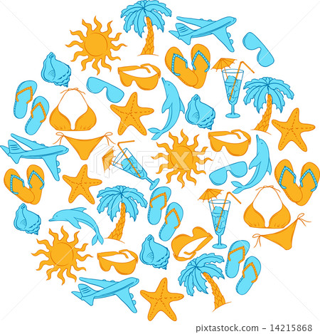 Travel set with of tourism icons. 14215868