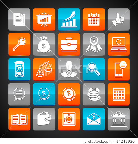 Set of glossy business and money web icons. 14215926