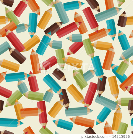 Seamless pattern with colored pencils in retro style. Seamless pattern with colored pencils in retro style. 14215936