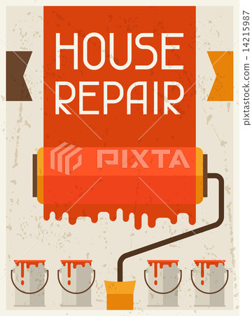 House repair. Retro poster in flat design style 14215987