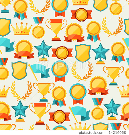 Seamless pattern with trophy and awards. 14216068