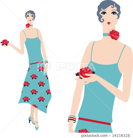 Retro young beautiful girl of 1920s style. 14216328