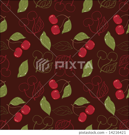 Ornate cherry pattern isolated on a broun background. 14216421
