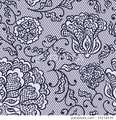 Old lace background, ornamental flowers. Vector texture. 14216430