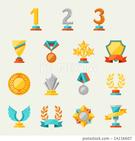 Trophy and awards icons set 14216607