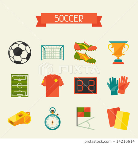 Soccer (football) icon set in flat design style - Stock Illustration ...