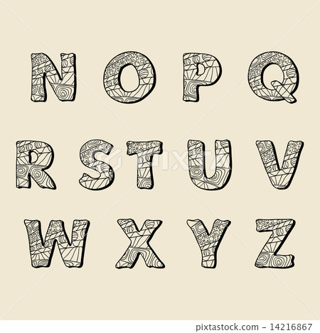 Cute hand drawn font. Vector letters set N-Z 14216867