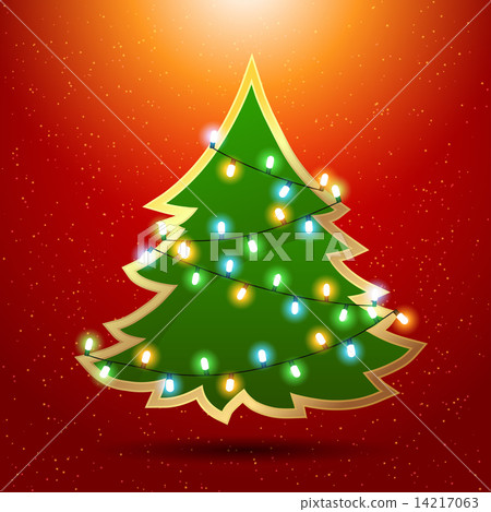 Eps 10 Christmas background with luminous garland and tree. 14217063