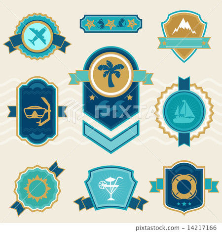 Travel and tourism badges ribbons labels 14217166