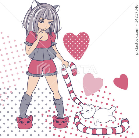 Manga style girls with toy. Vector background. Manga style girls with toy. Vector background. 14217346